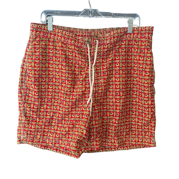 Polo by Ralph Lauren Vintage Board Shorts Blue Tab Silver Geometric Size L - Picture 9 of 12